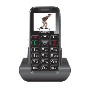 EVOLVEO EasyPhone, telefon mobil pentru seniori cu suport de încărcare (culoare neagră) EP-500-BLK