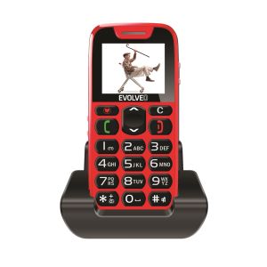 EVOLVEO EasyPhone, telefon mobil pentru seniori cu suport de încărcare (culoare roșie) EP-500-RED