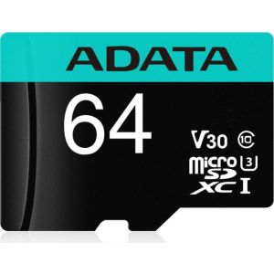 Adaptor ADATA V30S/micro SDXC/64GB/UHS-I U3 / Clasa 10/+ AUSDX64GUI3V30SA2-RA1