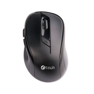 Mouse C-TECH WLM-02/Ergonomic/Optic/Pentru dreptaci/1600 DPI/USB fără fir/Negru WLM-02