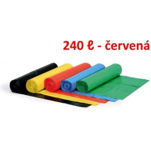 Geanta 240 ℓ 80 mic. 100 x 125 cm, HDPE roșu (1buc)