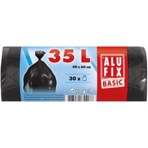 Saci de gunoi, 35 l / 30 buc, Economy, 8my, 49 x 60 cm, negri, HDPE