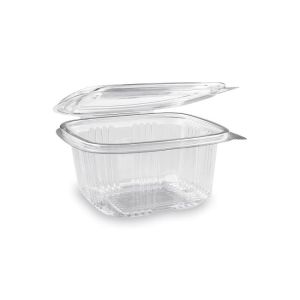 Bol pătrat din plastic transparent cu capac 500 ml (50 buc.)