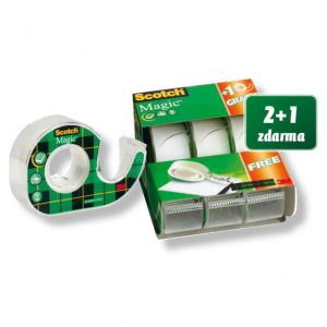 Scotch Magic 19 mm x 7,5 m bandă adezivă cu 2 + 1 distribuitor gratuit