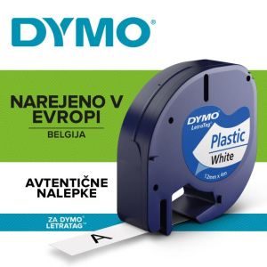 Bandă Dymo pentru plastic alb Letratag