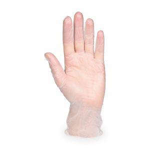 Mănuși albe de vinil, vopsite cu pulbere (mărimea L)/100 buc/
