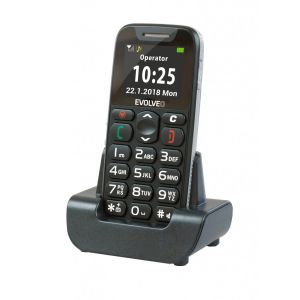 EVOLVEO EasyPhone, telefon mobil pentru seniori cu suport de încărcare (culoare neagră) EP-500-BLK