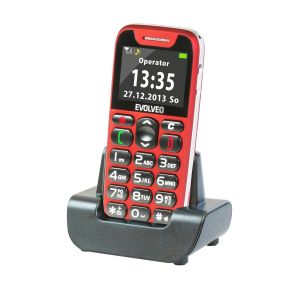 EVOLVEO EasyPhone, telefon mobil pentru seniori cu suport de încărcare (culoare roșie) EP-500-RED