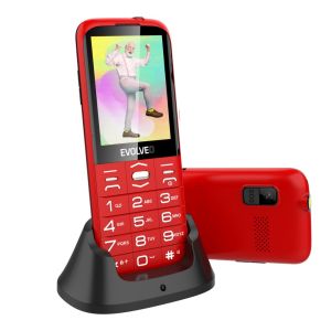 EVOLVEO EasyPhone XO, telefon mobil pentru seniori cu suport de încărcare (culoare roșie) EP-630-XOR