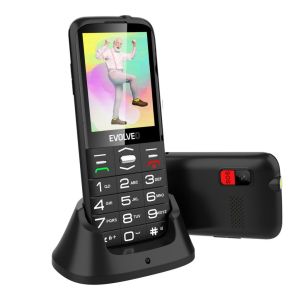 EVOLVEO EasyPhone XO, telefon mobil pentru seniori cu suport de încărcare (culoare neagră) EP-630-XOB