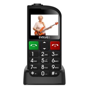 EVOLVEO EasyPhone FL, telefon mobil pentru seniori cu suport de incarcare, negru EP-801-FLB