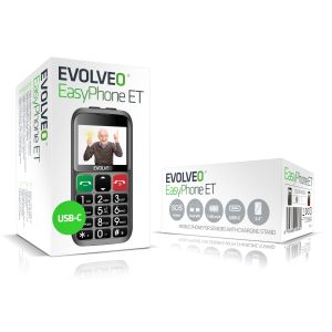 EVOLVEO EasyPhone ET, telefon mobil pentru seniori cu suport de incarcare, argintiu EP-851-ETS