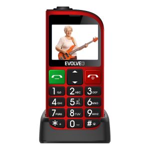 EVOLVEO EasyPhone FL, telefon mobil pentru seniori cu suport de incarcare, rosu EP-801-FLR