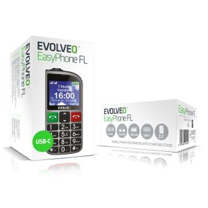 EVOLVEO EasyPhone FL, telefon mobil pentru seniori cu suport de incarcare, argintiu EP-801-FLS