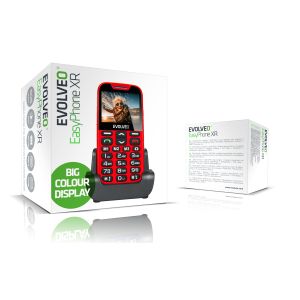 EVOLVEO EasyPhone XR, telefon mobil pentru seniori cu suport de incarcare, rosu EP-601-XR-RD