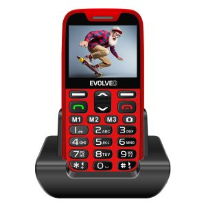 EVOLVEO EasyPhone XR, telefon mobil pentru seniori cu suport de incarcare, rosu EP-601-XR-RD