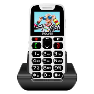 EVOLVEO EasyPhone, telefon mobil pentru seniori cu suport de incarcare, alb EP-501-WH