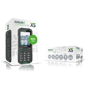 EVOLVEO StrongPhone X5, telefon Dual SIM rezistent la apă, negru-verde SGP-X5-GR