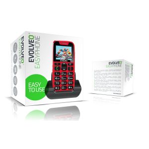 EVOLVEO EasyPhone, telefon mobil pentru seniori cu suport de incarcare, rosu EP-501-RD