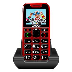 EVOLVEO EasyPhone, telefon mobil pentru seniori cu suport de incarcare, rosu EP-501-RD