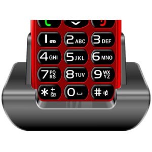 EVOLVEO EasyPhone, telefon mobil pentru seniori cu suport de incarcare, rosu EP-501-RD