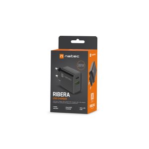 Incarcator universal Natec RIBERA 20W 1X USB-A + 1X USB-C, negru NUC-2062