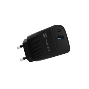 Încărcător universal USB Natec RIBERA GaN 30 W, 1X USB-A, 1X USB-C, negru NUC-2141