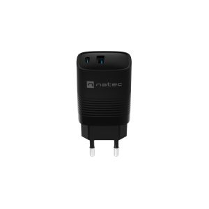 Încărcător universal USB Natec RIBERA GaN 30 W, 1X USB-A, 1X USB-C, negru NUC-2141