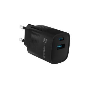 Încărcător universal USB Natec RIBERA GaN 30 W, 1X USB-A, 1X USB-C, negru NUC-2141