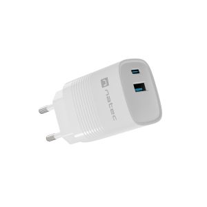 Încărcător universal USB Natec RIBERA GaN 30W, 1X USB-A, 1X USB-C, Alb NUC-2140