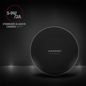 AXAGON WDC-P10T, încărcător rapid fără fir subțire, Qi 5/7.5/10W, micro USB WDC-P10T