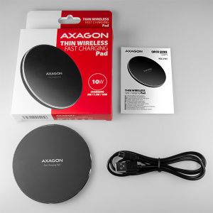 AXAGON WDC-P10T, încărcător rapid fără fir subțire, Qi 5/7.5/10W, micro USB WDC-P10T