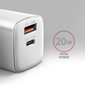 Incarcator de retea AXAGON ACU-PQ20W 20W, 2x porturi (USB-A + USB-C), PD3.0/PPS/QC4+/AFC/Apple, alb ACU-PQ20W