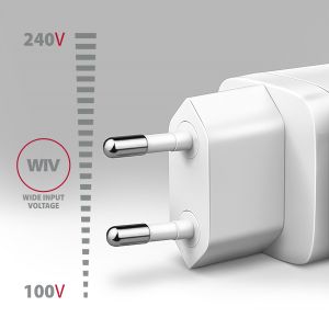 Incarcator de retea AXAGON ACU-PQ20W 20W, 2x porturi (USB-A + USB-C), PD3.0/PPS/QC4+/AFC/Apple, alb ACU-PQ20W