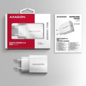 AXAGON ACU-QC18W, încărcător de rețea 18W, 1x port USB-A, QC3.0/AFC/Apple, alb ACU-QC18W