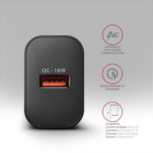 AXAGON ACU-QC18, încărcător de rețea 18W, 1x port USB-A, QC3.0/AFC/Apple, negru ACU-QC18