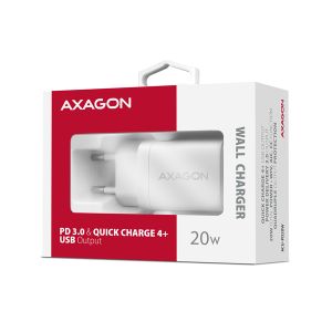 AXAGON ACU-PD20W, încărcător de rețea 20W, 1x port USB-C, PD3.0/PPS/QC4+/AFC/Apple, alb ACU-PD20W