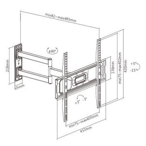 Suport extensibil Brateck LPA69-443 pentru TV 32"-55" 35kg perete reglabil BRLPA69443