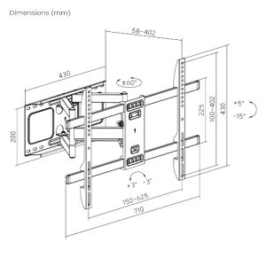 Suport extensibil Brateck LPA69-466 pentru TV 37"-80" 60kg perete reglabil Heavy Duty BRLPA69466