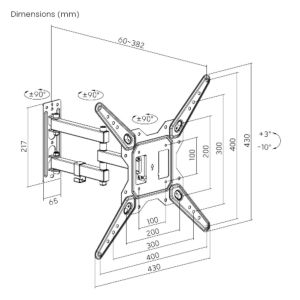 Suport extensibil Brateck LPA68-443 pentru TV 23"-55" 30kg perete reglabil BRLPA68443