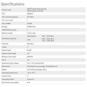 MikroTik RBSXTsq5nD 5GHz EXTERIOR 16dBi exterior RBSXTsq5nD