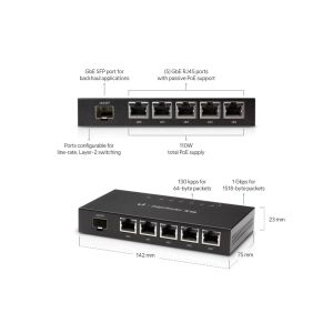 Ubiquiti EdgeRouter X SFP, 5x GLAN, 1x SFP, 5x ieșire PoE ER-X-SFP