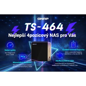 QNAP TS-464-8G (4 nuclee 2,9 GHz, 8 GB RAM, 4xSATA, 2x slot M.2 NVM, 1xPCIe, 1xHDMI 4K, 2x2.5GbE, 4xUSB) TS-464-8G