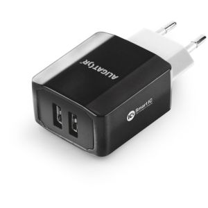 Încărcător de rețea inteligent ALIGATOR 3.4A, 2xUSB, smart IC, negru, cablu pentru iPhone/iPad 2A CHS0001