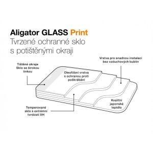 Sticlă securizată de protecție aligator GLASS PRINT, Samsung Galaxy A34 (5G), negru, lipire pe toată suprafața GLP0207