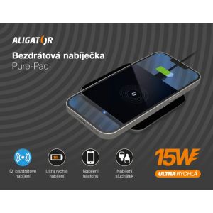 Încărcător wireless ALIGATOR Aligator Pure-Pad 15W, negru CHQ004