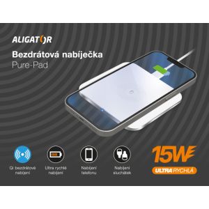 Încărcător wireless ALIGATOR Aligator Pure-Pad 15W, alb CHQ005