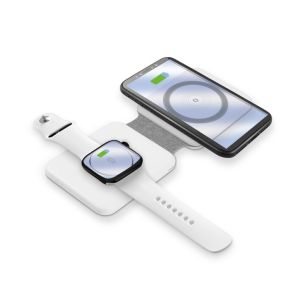 Încărcător fără fir ALIGATOR Mag-Book 2 în 1, conceput pentru încărcarea MagSafe și Apple Watch, 15W, alb AMS02WT