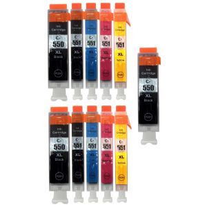 Cartuş 2 x Canon CLI-551 XL CMYK, PGI-550 XL + PGI-550 XL GRATUIT, multipack, alternativ