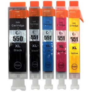 Cartuş Canon CLI-551 XL CMYK, PGI-550 XL, pachet de cinci, multipack, alternativ